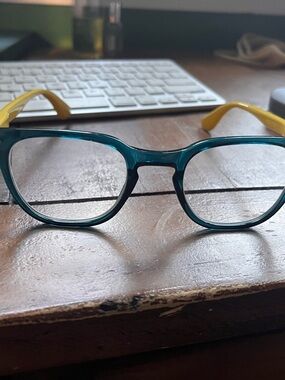 Readers  Teal and Yellow Eyeglass Frames - Stylish